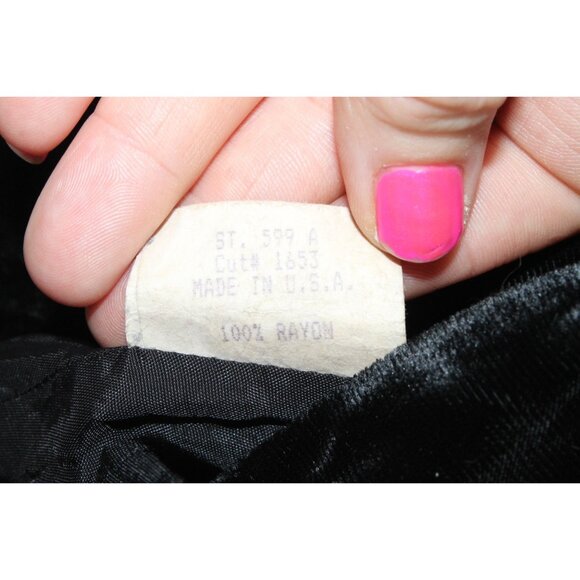 Vintage Geary Roark Kamisato 90s Black Rayon Side Slit Lattice Back Midi Dress 6 - Picture 8 of 9